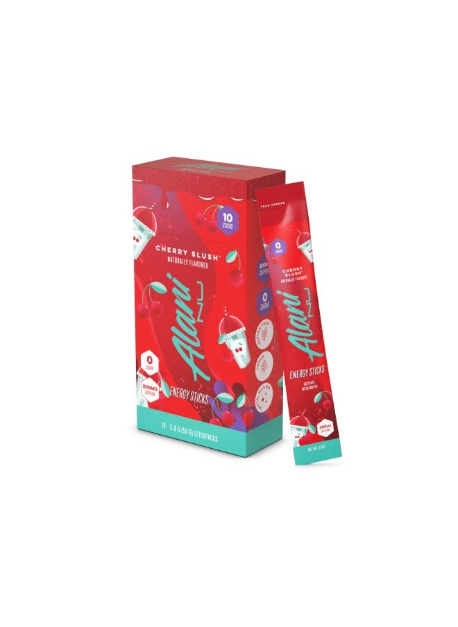 Alani Nu Energy Stick Packets, Activate with Water, 200mg Caffeine, Zero Sugar, 30mcg Biotin, Formulated with Amino Acids Like L-Theanine to Prevent Crashing, Cherry Slush, 10 Sticks Per Pack