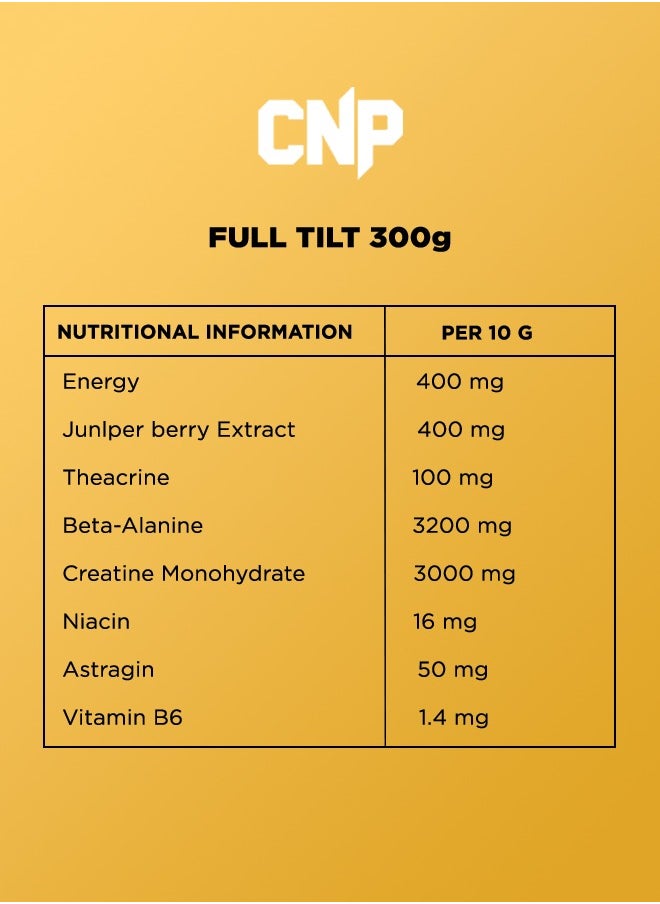 Full Tilt Pre-Workout - 300g, Sour Saucers Flavor, High-Stim Energy, Nootropic Blend for Focus and Performance