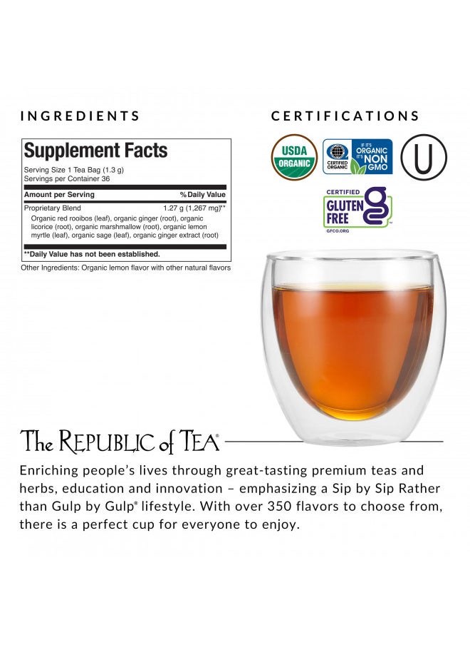 The Republic of Tea Organic Get Throat Aid Herb Tea Tin, 36 Tea Bags, Naturally Caffeine Free Be Well Tea