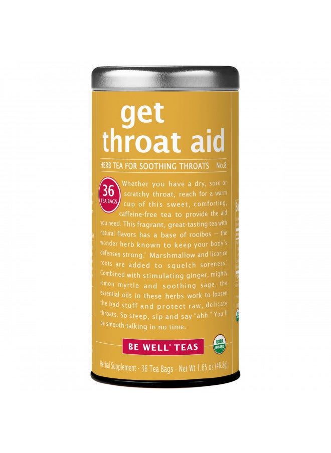 The Republic of Tea Organic Get Throat Aid Herb Tea Tin, 36 Tea Bags, Naturally Caffeine Free Be Well Tea