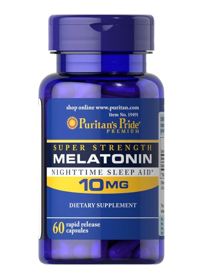 Super Strength Melatonin 10mg Rapid Release Capsules, 60-Count