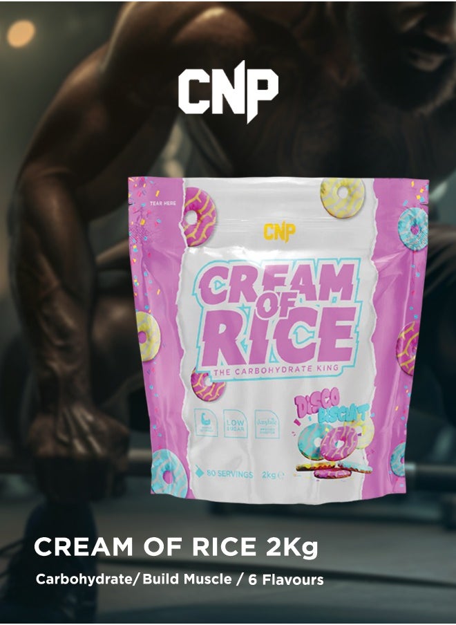 Cream of Rice - 2kg, Disco Biscuits Flavor, High-Quality Complex Carbohydrates for Energy and Recovery