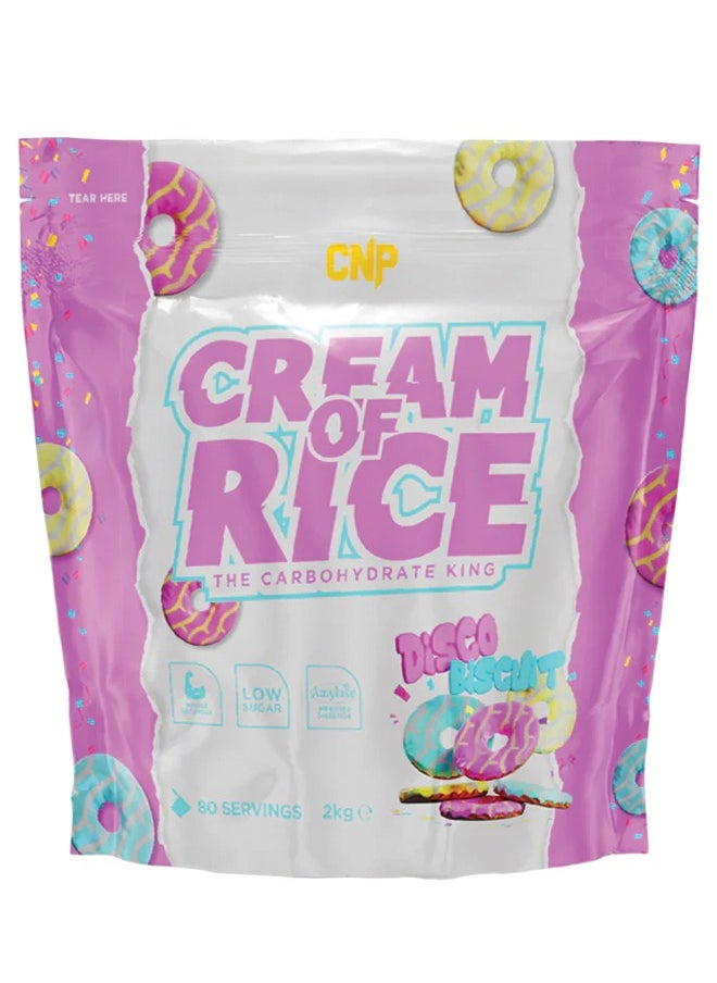 Cream of Rice - 2kg, Disco Biscuits Flavor, High-Quality Complex Carbohydrates for Energy and Recovery