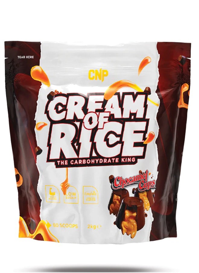 Cream of Rice - 2kg, Chocamel Cups Flavor, High-Quality Complex Carbohydrates for Energy and Recovery