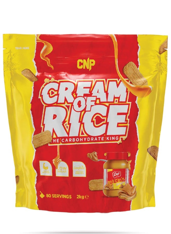 Cream of Rice - 2kg, Biscuit Spread Flavor, High-Quality Complex Carbohydrates for Energy and Recovery