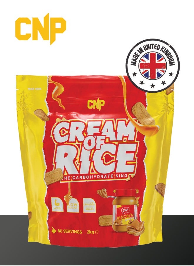 Cream of Rice - 2kg, Biscuit Spread Flavor, High-Quality Complex Carbohydrates for Energy and Recovery