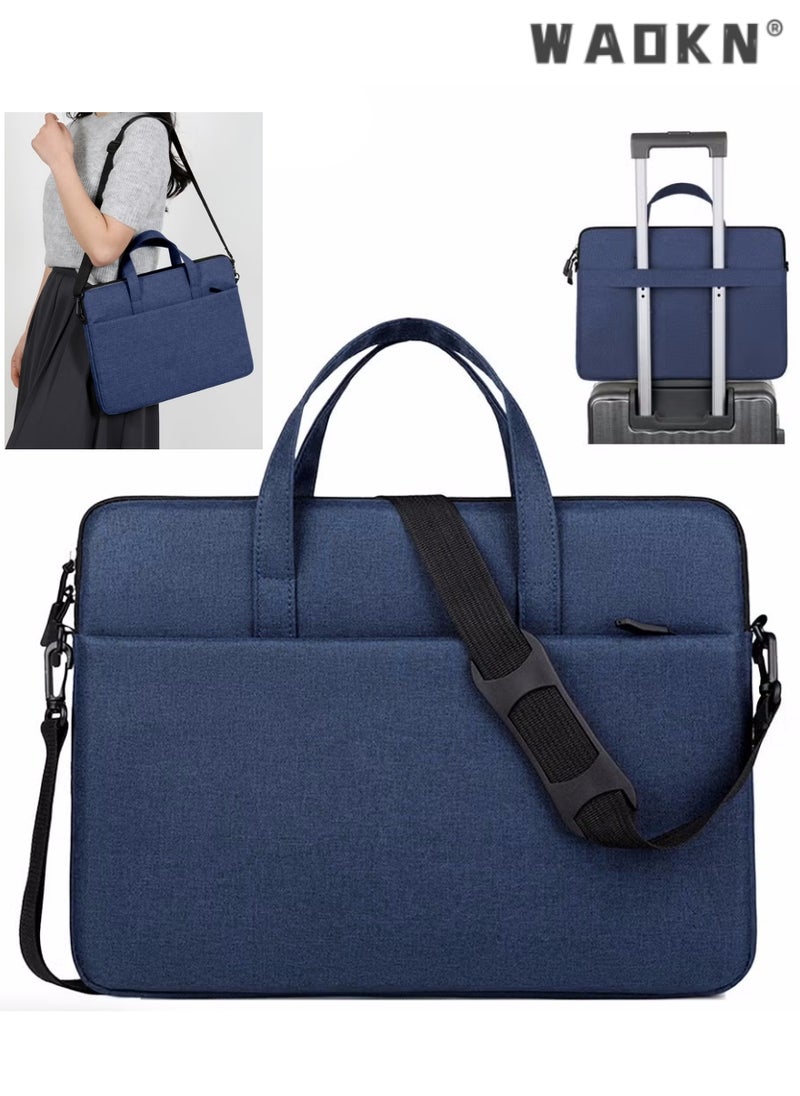 14 Inch Laptop Bag Lightweight Computer Bag Travel Business Briefcase Water Resistance Shoulder Messenger Bag Business Briefcase College 13-14 Inch Laptop Carrier for Men and Women Work Office Blue