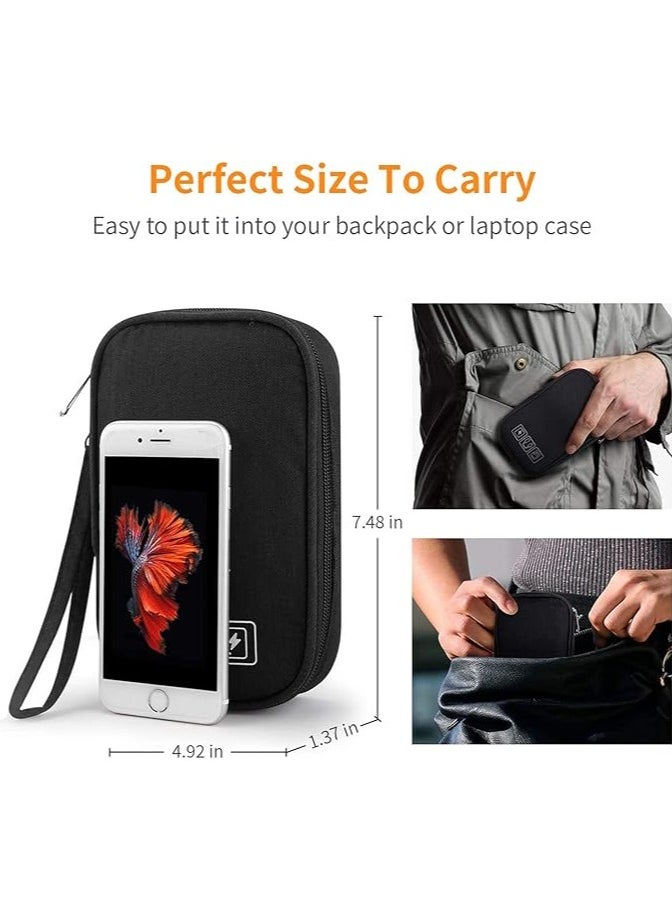 Small Electronic Organizer Cable Bag, Travel Portable 2 PCS Electronic Accessories Storage Bag Soft Carrying Case Pouch for Hard Drive, Cord, Charger, Earphone, USB, SD Card (Black+Gray)