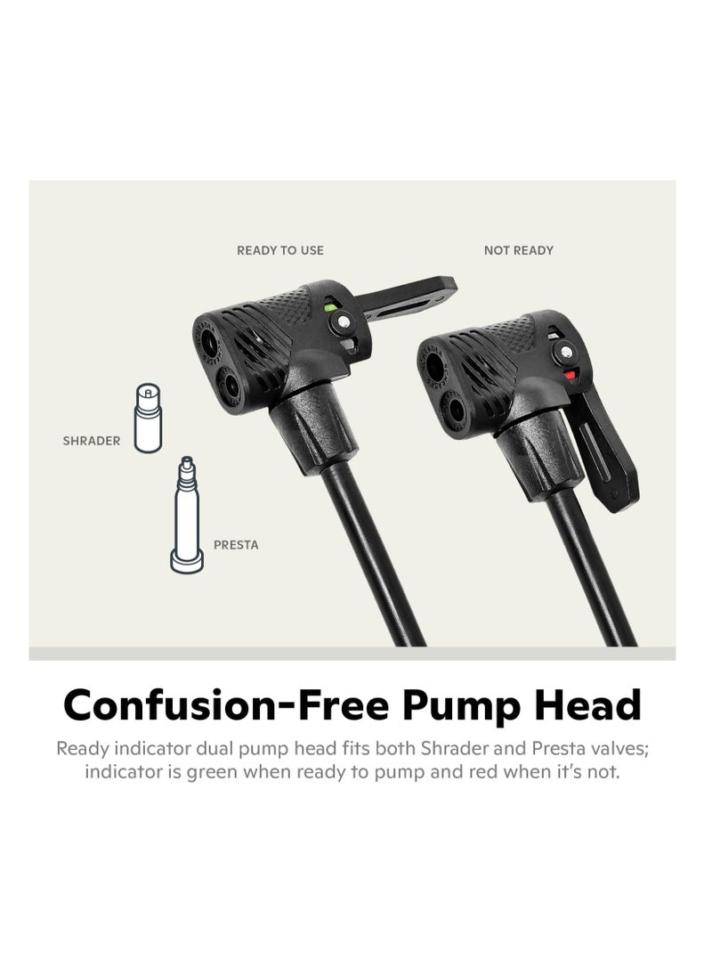 Air Center Floor Bike Pump, Fits Schrader and Presta Valve Types, Portable Air Pump, Bike Accessories