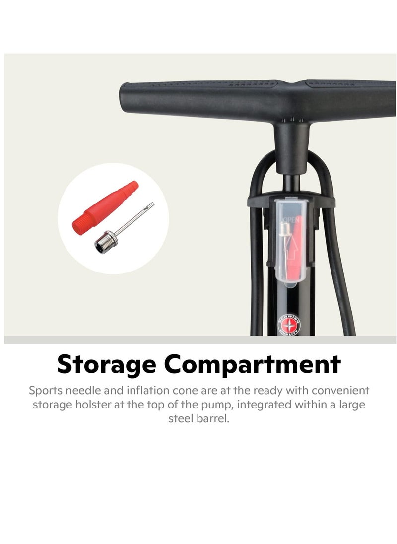 Air Center Floor Bike Pump, Fits Schrader and Presta Valve Types, Portable Air Pump, Bike Accessories