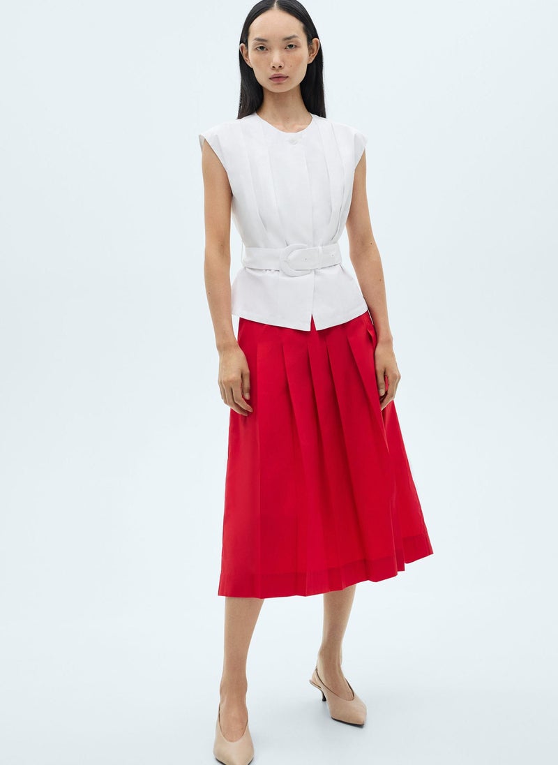 Belted Pleated Blouse