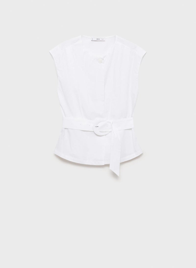 Belted Pleated Blouse