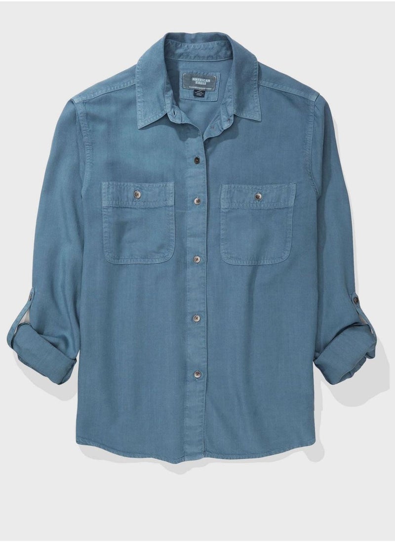 Pocket Detail Button Down Shirt