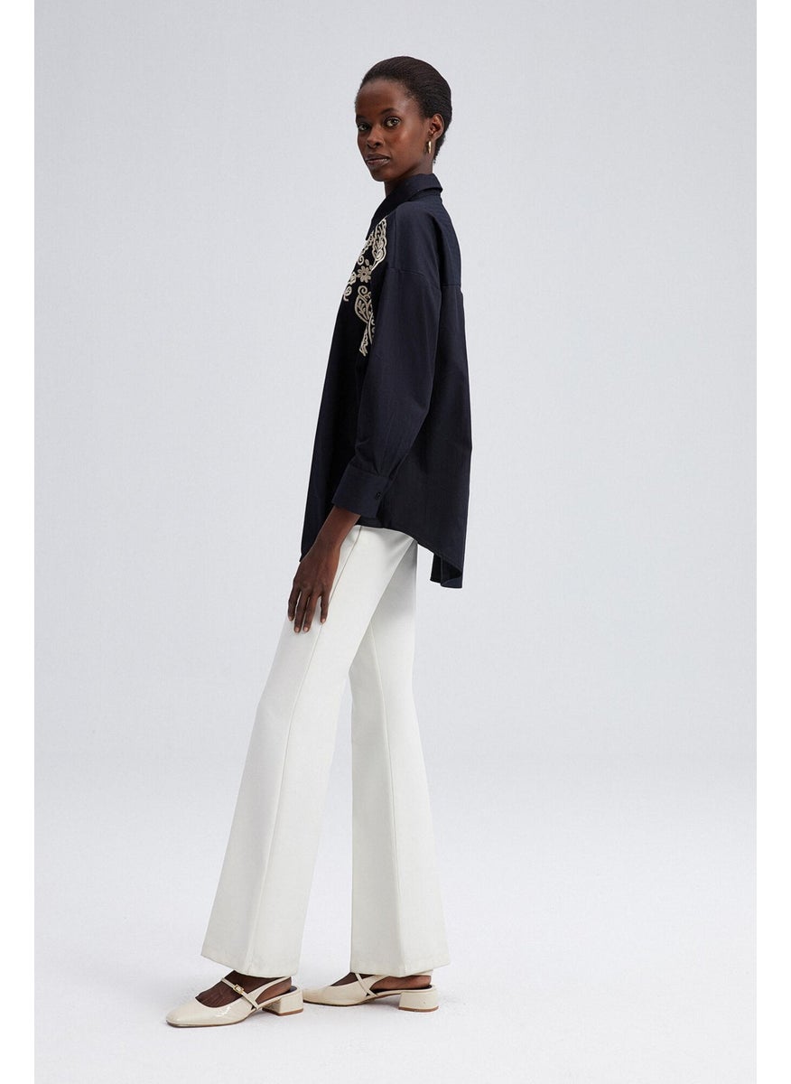Front Embroidered Oversize Shirt