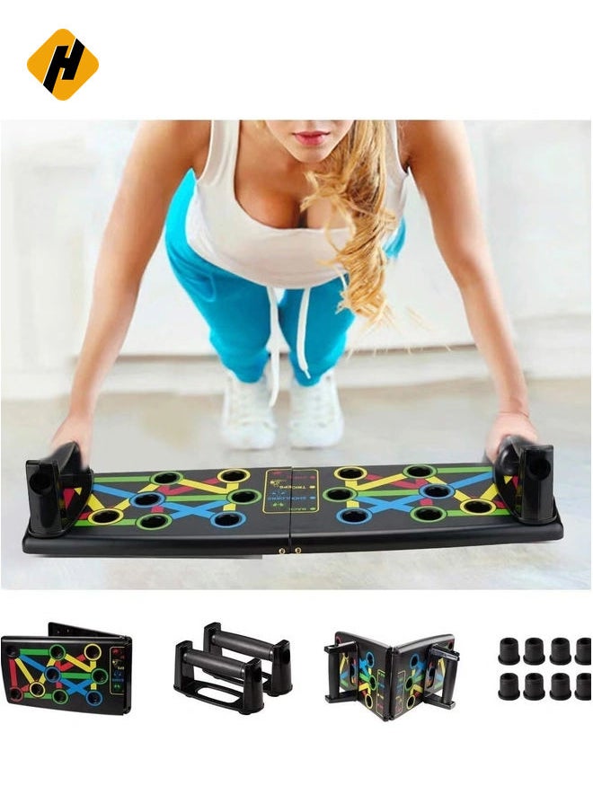 Push Up Board 14-in-1 Body Building Training Portable Exercise Tools Muscle Trainer Gym Workout System for Exercise | Foldable Design | Men Women Home Fitness Training