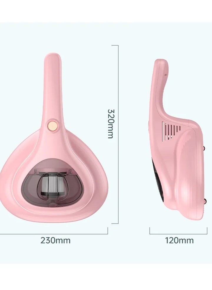 Bed Vacuum Cleaner Uv Sanitizing Handheld Dust Mite Vacuum Cleaner Machine Portable Cordless High Power Cleaning Euipment for Sheet Mattress Carpet Sofa Pet Hair (Pink Mite Remover) a