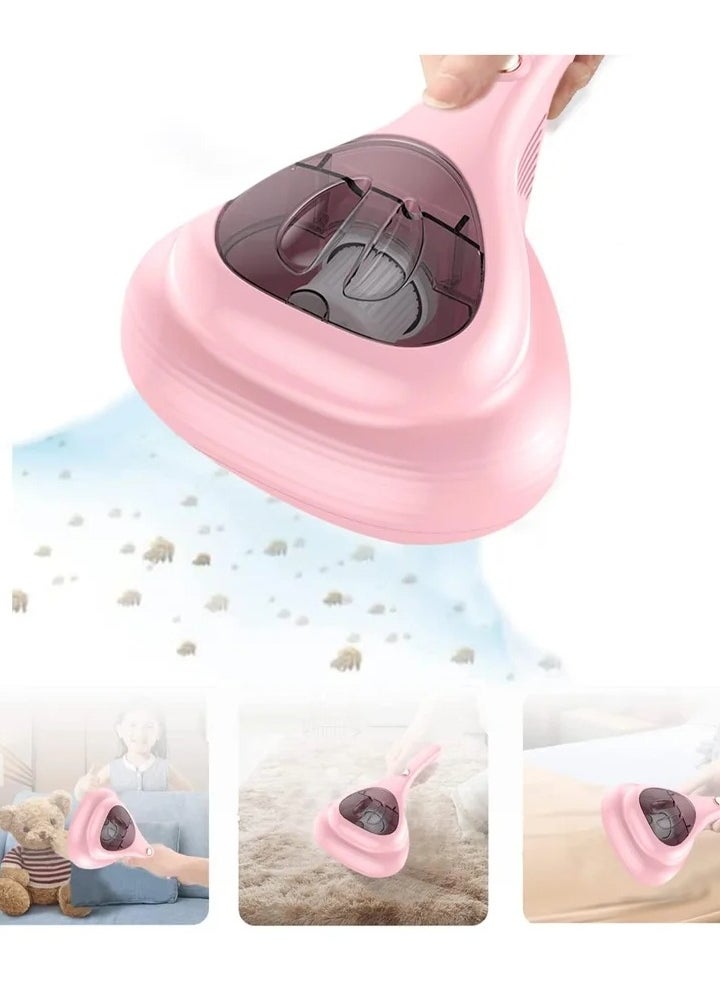 Bed Vacuum Cleaner Uv Sanitizing Handheld Dust Mite Vacuum Cleaner Machine Portable Cordless High Power Cleaning Euipment for Sheet Mattress Carpet Sofa Pet Hair (Pink Mite Remover) a