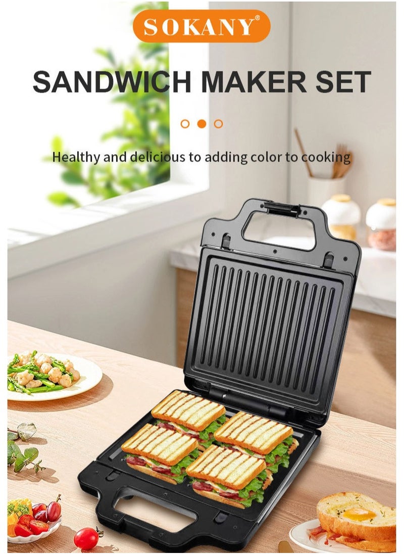 Versatile 3-in-1 Sandwich Maker with Waffle, Toaster, and Panini Press Options - Fast Heating, Easy-to-Clean Non-stick Plates, and Compact Design for Portable Use