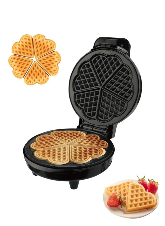 Electric Heart Waffle Maker,1000W Waffle Machine,Non Stick Plates & Adjustable Temperature Control,Double-Sided Heating Makes 5 Heart Shaped Waffles,R.2212