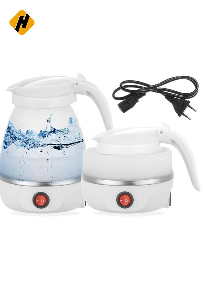 Travel Foldable Fast Boiling Portable Electric Kettle - 220V -600ML for Most Travel and Home & Office Use (White)