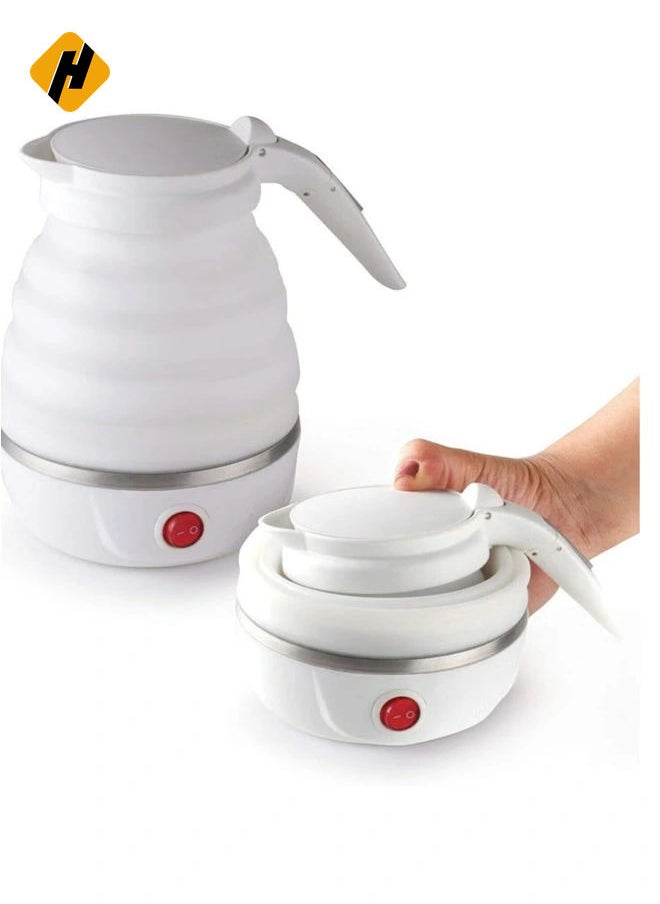 Travel Foldable Fast Boiling Portable Electric Kettle - 220V -600ML for Most Travel and Home & Office Use (White)