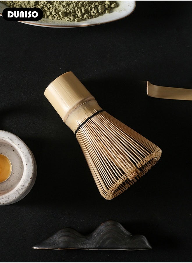7Pcs Matcha Tea Set, Matcha Whisk Set of 7 Ceremony Matcha Kit with Glass Matcha Bowl with Pouring Spout, Matcha Whisk, Scoop, Whisk Holder, Scoop Stand，Sifter,Tea Napkin, Matcha Whisk Kit Traditional Handmade Matcha Gift Box