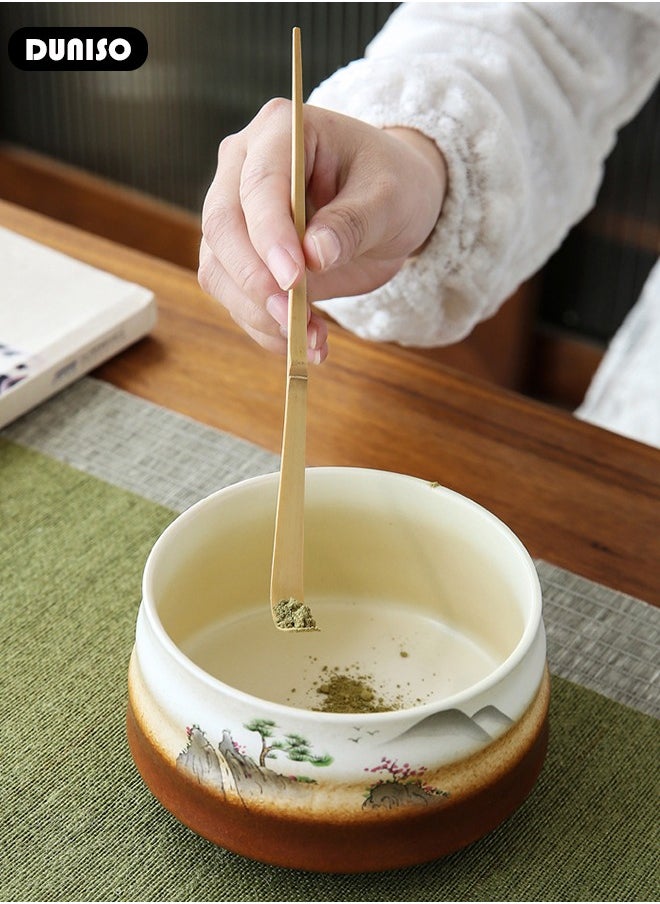 Matcha Whisk Set, 4pcs Japanese Tea Set,Matcha Whisk,Traditional Scoop, Matcha Bowl, Ceramic Whisk Holder,Traditional Matcha Tool Set for Matcha Tea Ceremony