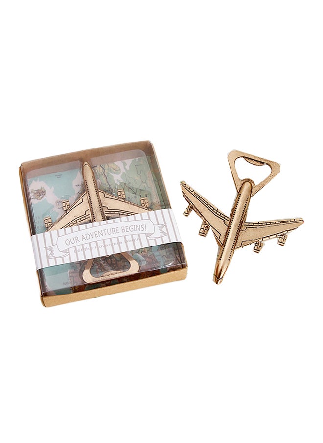 2-Piece Alloy Plane Design Bottle Opener Gold 12 x 10 x 4centimeter