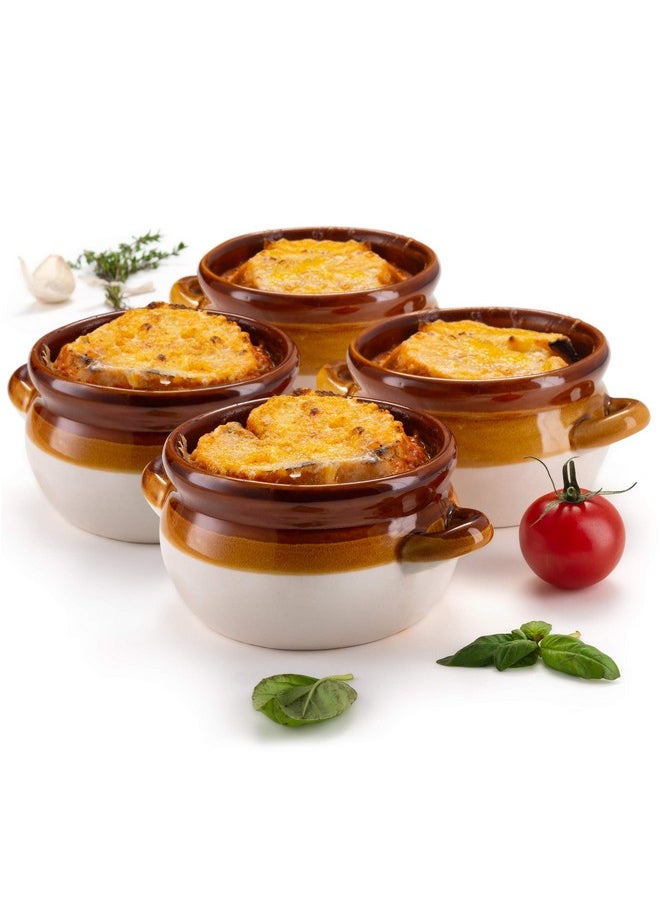 Ch Onion Soup Bowl, By Kook, French Onion Soup, Oven Safe Bowls, Soup Crocks, Ceramic, Handles, Stoneware, Dishwasher, Microwave, Oven & Broil Safe 16Oz Standard Capacity & 18Oz Full Capacity