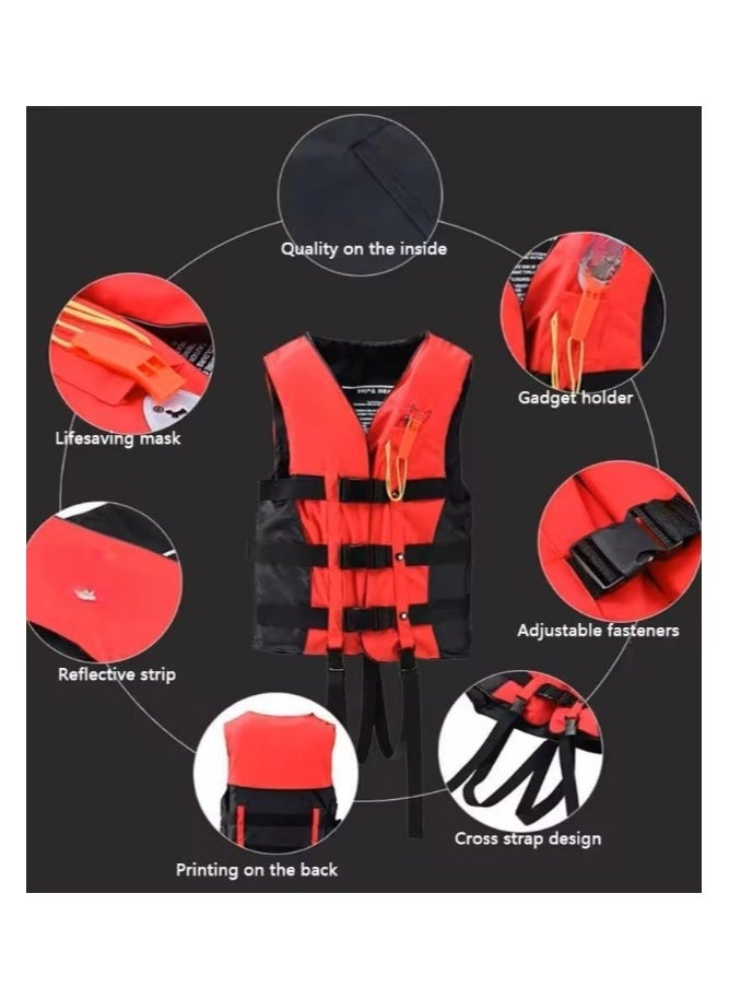 Swimming vest for Water Sports Jet Ski Yacht For Kids Size Medium 5 to 20 Kg 5 to 15 Years Old. (Red)