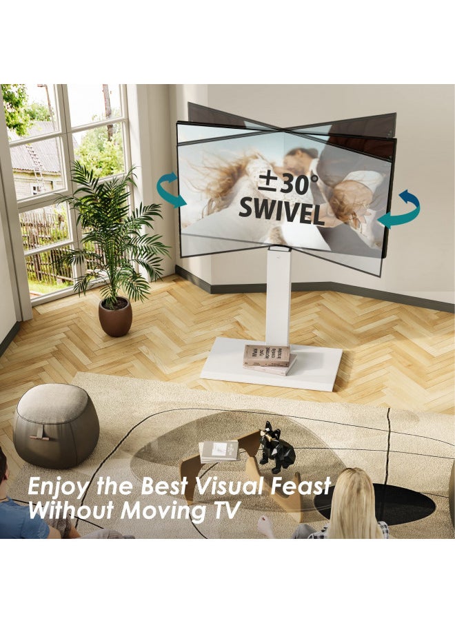 FITUEYES Iron Base Floor TV Stand with 60 Degree Swivel Universal TV Stand for 26-65 inch TVs up to 88lbs Tall TV Stand with Height Adjustable Mount Corner TV Stand with Wire Management