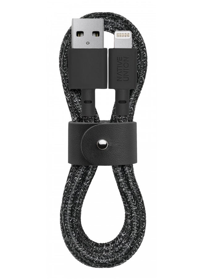 Native Union Belt Cable USB-A to Lightning - 4ft Ultra-Strong Reinforced [MFi Certified] Durable Charging Cable with Leather Strap Compatible with iPhone 14, iPhone 13, iPhone 12 and Earlier (Cosmos)