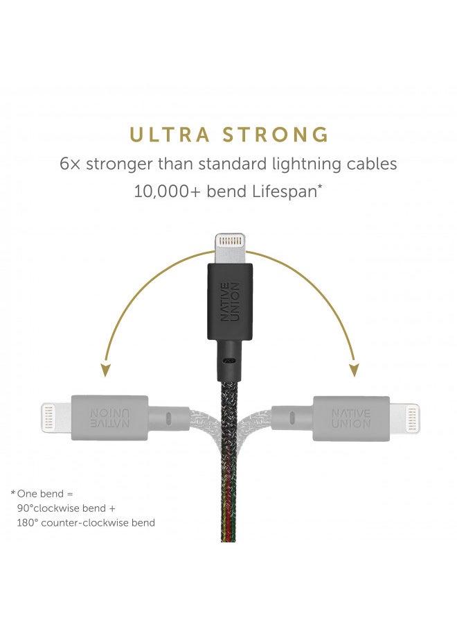 Native Union Belt Cable USB-A to Lightning - 4ft Ultra-Strong Reinforced [MFi Certified] Durable Charging Cable with Leather Strap Compatible with iPhone 14, iPhone 13, iPhone 12 and Earlier (Cosmos)
