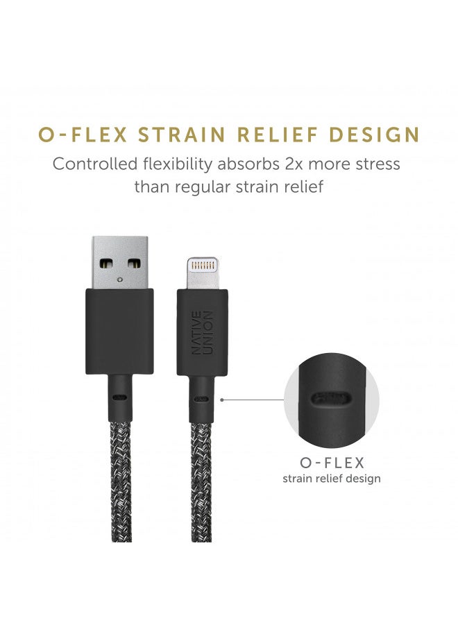 Native Union Belt Cable USB-A to Lightning - 4ft Ultra-Strong Reinforced [MFi Certified] Durable Charging Cable with Leather Strap Compatible with iPhone 14, iPhone 13, iPhone 12 and Earlier (Cosmos)