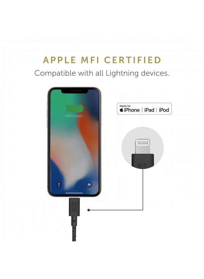 Native Union Belt Cable USB-A to Lightning - 4ft Ultra-Strong Reinforced [MFi Certified] Durable Charging Cable with Leather Strap Compatible with iPhone 14, iPhone 13, iPhone 12 and Earlier (Cosmos)