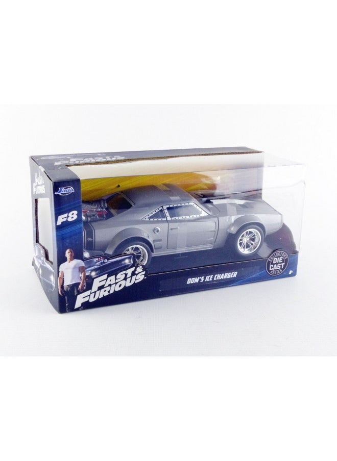 JADA Toys Fast & Furious 1:24 Dom's Ice Charger Die-cast Car, Toys for Kids and Adults, Silver (98291)