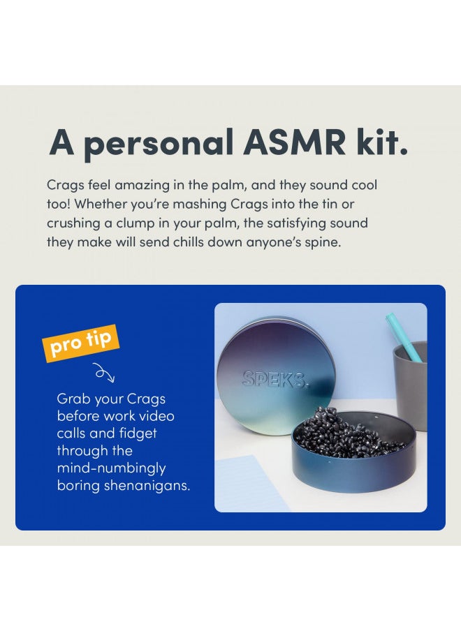 Speks Crags Ferrite Putty | Over 500 Smooth Ferrite Stones in a Metal Tin | Fun Quiet Fidget Toys for Adults and ADHD Desk Toys for Office | Blue Gradient, 300g
