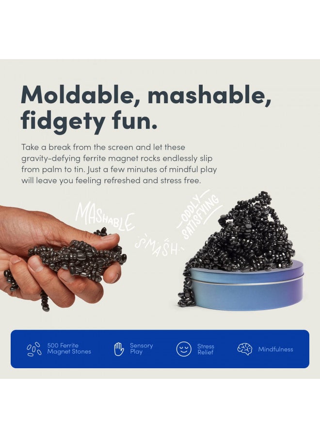Speks Crags Ferrite Putty | Over 500 Smooth Ferrite Stones in a Metal Tin | Fun Quiet Fidget Toys for Adults and ADHD Desk Toys for Office | Blue Gradient, 300g