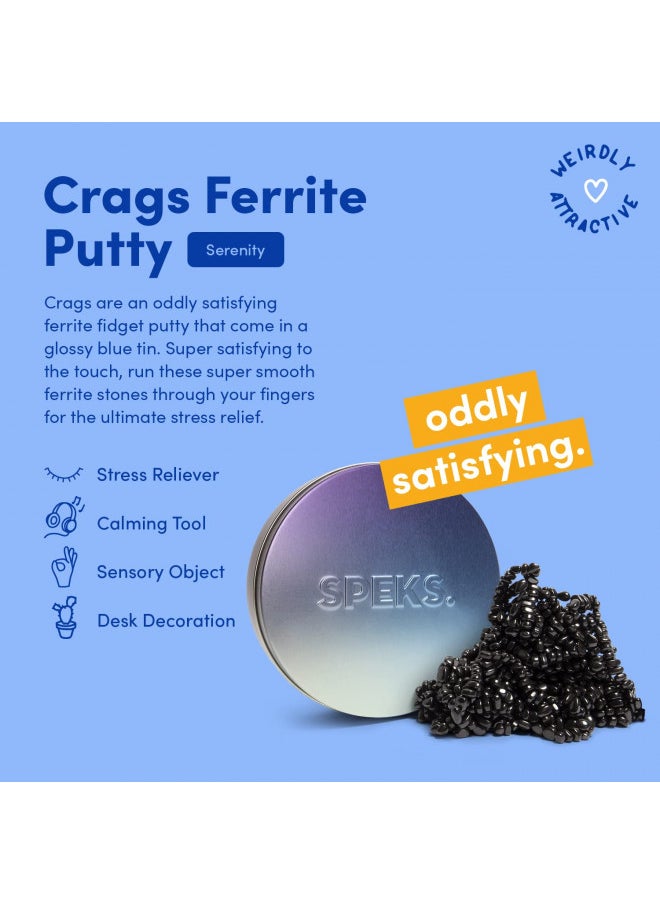 Speks Crags Ferrite Putty | Over 500 Smooth Ferrite Stones in a Metal Tin | Fun Quiet Fidget Toys for Adults and ADHD Desk Toys for Office | Blue Gradient, 300g