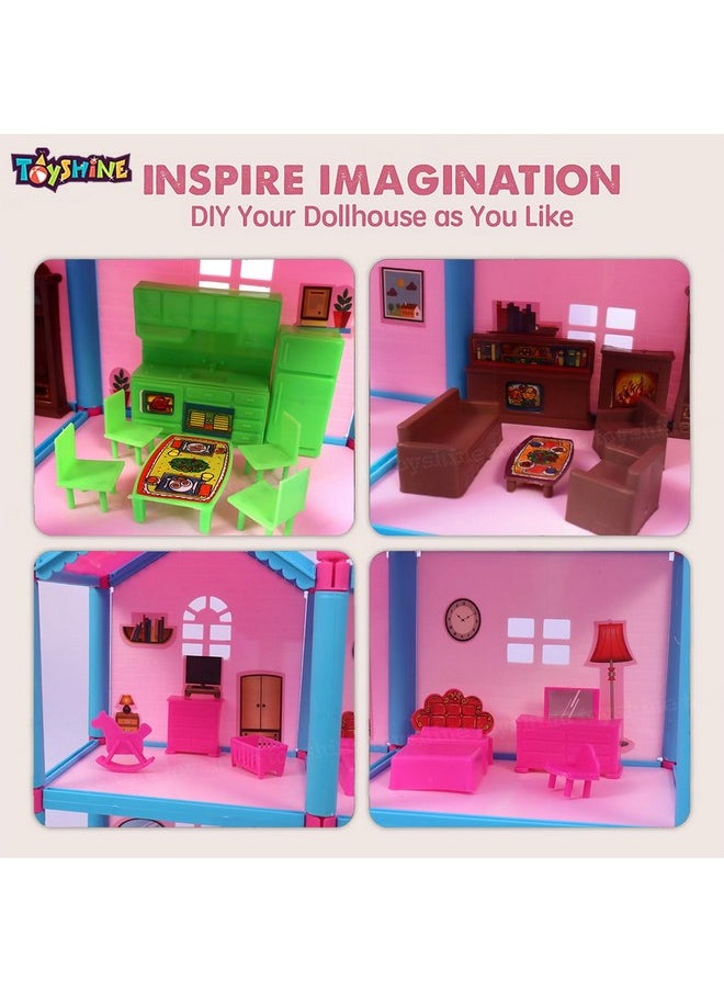 Diy Doll House Creative Edition With Accessories Included (Multicolour, 108 Pieces)