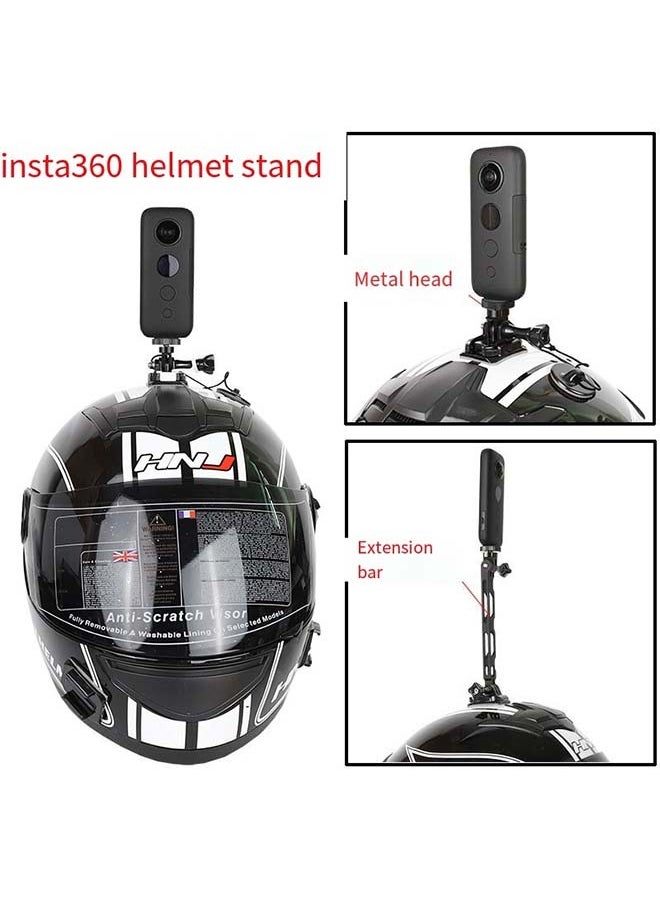 Insta360 X4/X3 Panoramic Sports Camera Helmet Mount Bracket Fixed Base with Metal Extension Pole - Motorcycle Riding Accessories