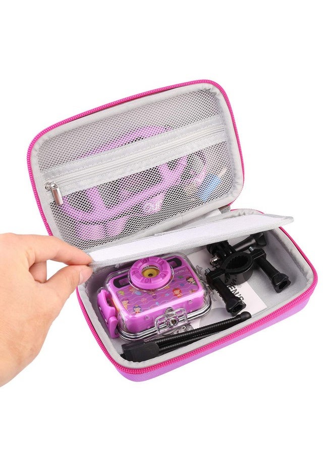 Kids Camera Bag Hard Travel Case Protective Case For Digital Camera Kids Action Camera Accessories Case For Toddler Cameras, Memory Card And Usb Cable (Purple)