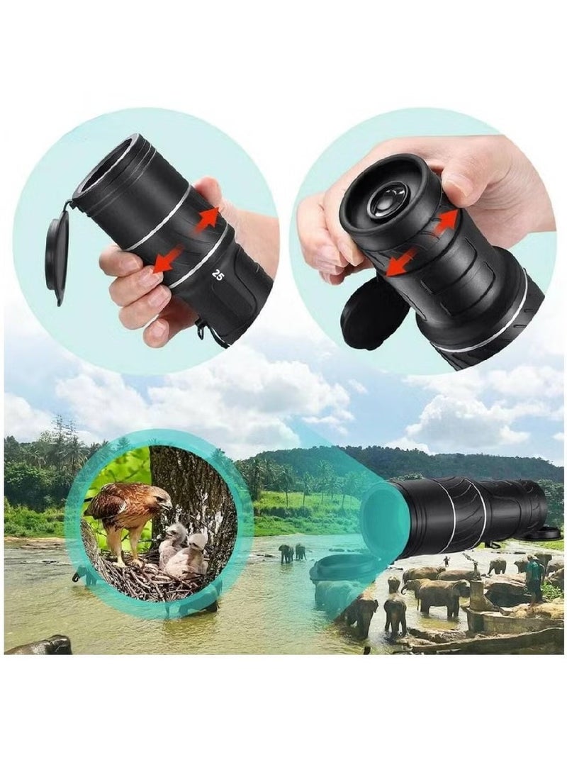 Monocular Telescope 16X25 Monocular Waterproof High Definition Telescope Spotting Scope Phone Photography Adapter For Bird Watching Scenery Monocular Only