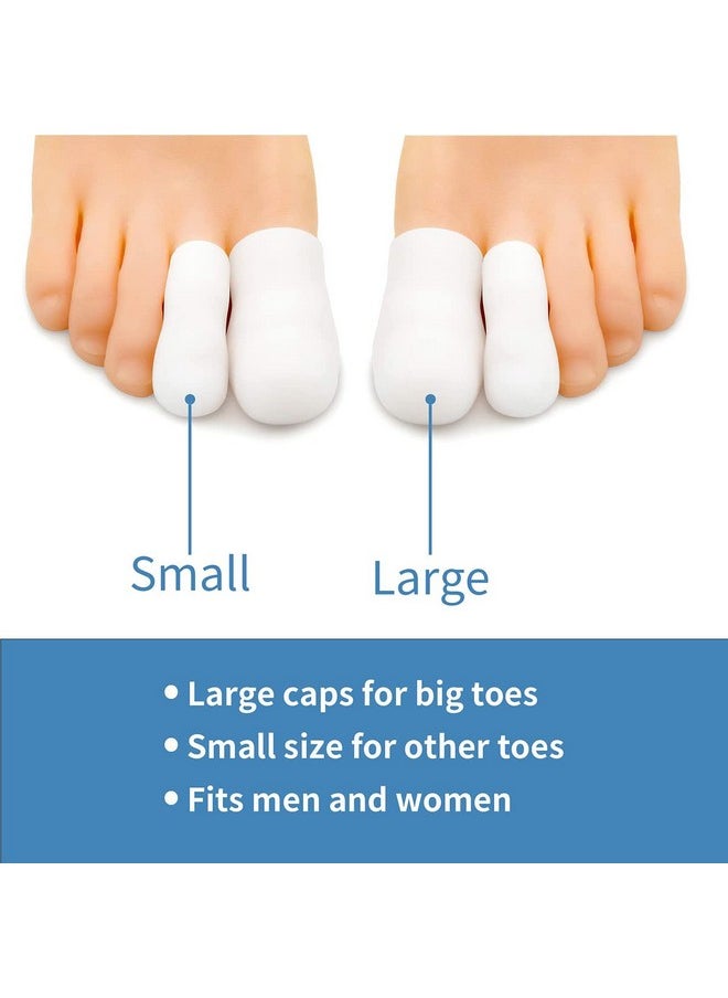 Toe Protectors For Men Women Soft Gel Toe Caps For Foot Pain Relief Toe Separator Toe Sleeves For Ingrown Toenails Corns Calluses Blisters - 2 Large + 8 Small