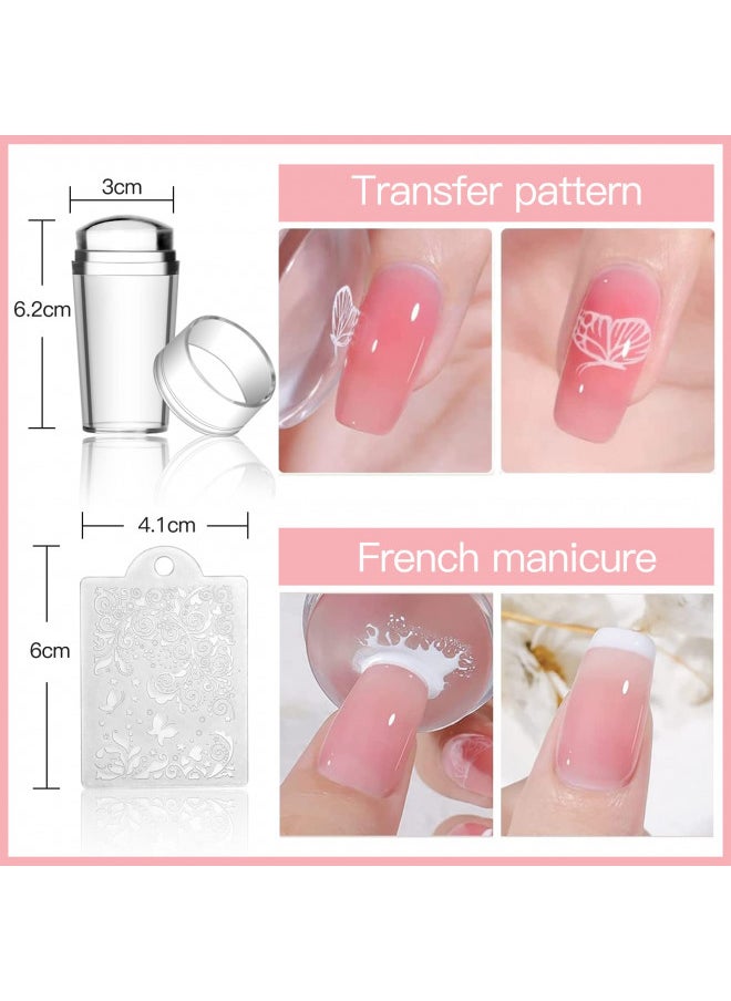 Nail Stamper Kit Nail Art Stamping Plate Set 8 Stamping Nail Polish Gel 12 Stamp Plate Jelly Silicone Stamper Christmas Flower Animal Lace Girl StarTemplate Tool Supplies for Holiday
