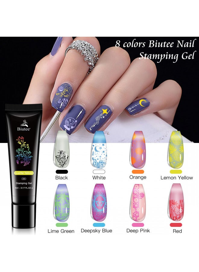 Nail Stamper Kit Nail Art Stamping Plate Set 8 Stamping Nail Polish Gel 12 Stamp Plate Jelly Silicone Stamper Christmas Flower Animal Lace Girl StarTemplate Tool Supplies for Holiday