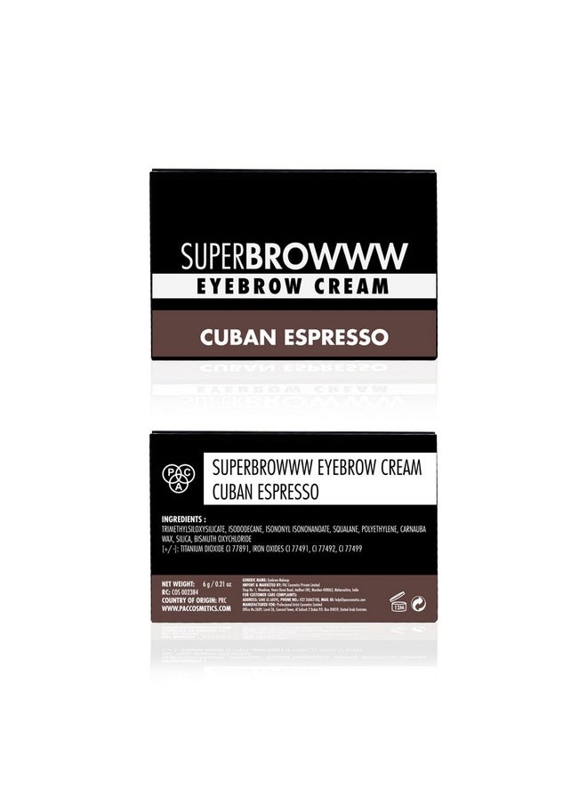 Superbrowww Cream - 01 | Eyebrow Definer For Women | High-Pigmented Tinted Fills Brows | Full Coverage, Longlasting Opaque Eyebrows Enhancer Primer | Cuban Espresso - 6G