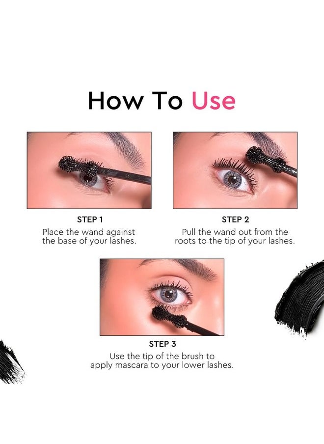 C2P Pro Talk To Lashes Intense Black Mascara - 7Ml, Quick Dry, Waterproof, Long Lasting, Volumizing & Lengthening Formula