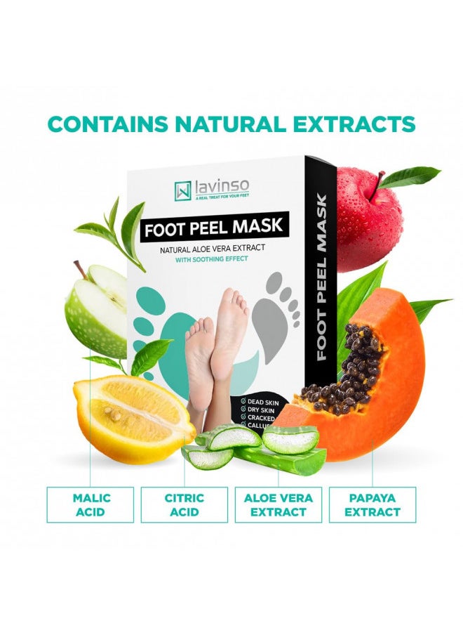 Lavinso Foot Peel Mask for Dry Cracked Feet 3 Pack Dead Skin Remover Foot Mask for Cracked Feet and Callus - Exfoliating Feet Peeling Mask for Soft Baby Feet, Original Scent