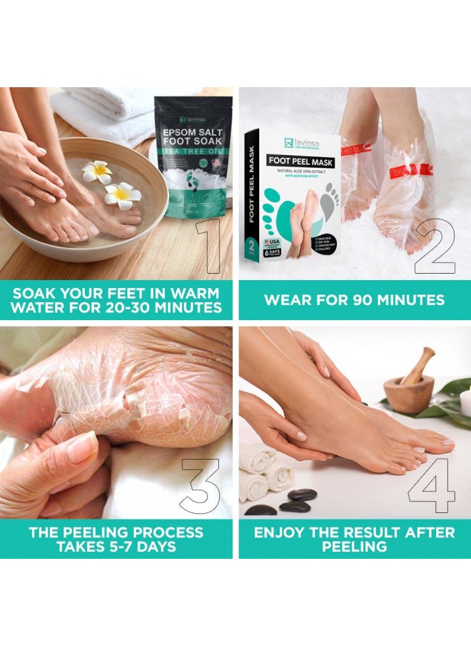 Lavinso Foot Peel Mask for Dry Cracked Feet 3 Pack Dead Skin Remover Foot Mask for Cracked Feet and Callus - Exfoliating Feet Peeling Mask for Soft Baby Feet, Original Scent